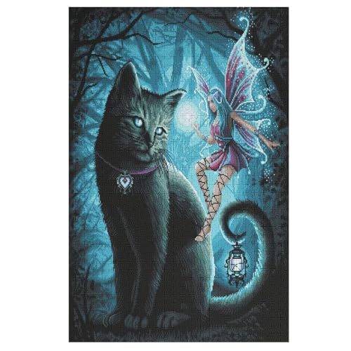 Holzpuzzles 1000 Teile Katze -Puzzle Für Jungen Und Mädchen, Schwierigkeitsgrad, Lernspiele, Familienspielzeug 78×53cm von LLLBBB