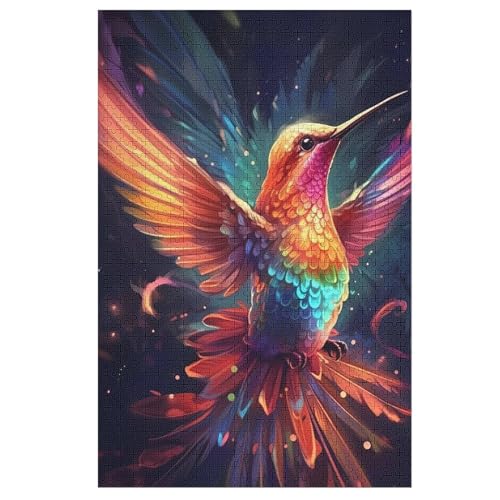 Holzpuzzles 1000 Teile Kolibri -Puzzle Für Jungen Und Mädchen, Schwierigkeitsgrad, Lernspiele, Familienspielzeug 78×53cm von LLLBBB