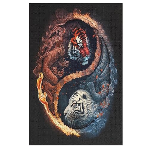 Holzpuzzles 1000 Teile Tiger -Puzzle Für Jungen Und Mädchen, Schwierigkeitsgrad, Lernspiele, Familienspielzeug 78×53cm von LLLBBB