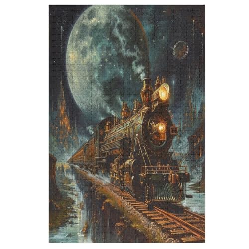 Holzpuzzles 1000 Teile Traumzug -Puzzle Für Jungen Und Mädchen, Schwierigkeitsgrad, Lernspiele, Familienspielzeug 78×53cm von LLLBBB