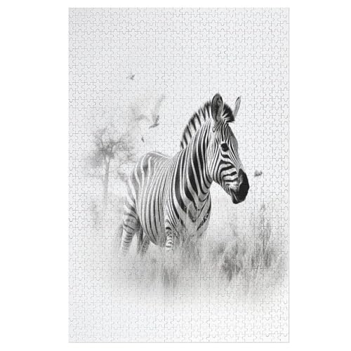 Holzpuzzles 1000 Teile Zebra -Puzzle Für Jungen Und Mädchen, Schwierigkeitsgrad, Lernspiele, Familienspielzeug 78×53cm von LLLBBB