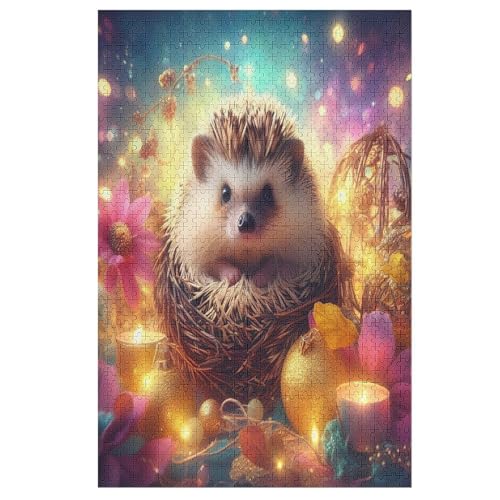 Igel Holzpuzzle - 1000 Teiliges Jigsaw Knobelspiel - Puzzle Für Erwachsene & Kinder - Outdoor & Reisespielzeug 78×53cm von LLLBBB