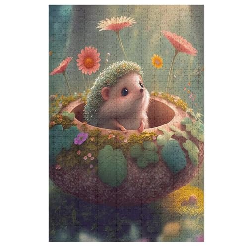 Igel -Puzzle, 1000 Teile,Holzpuzzle Für Erwachsene Kinder, Lustiges Spielzeug, Denkspiel, Bildungsspiel, 78×53cm von LLLBBB