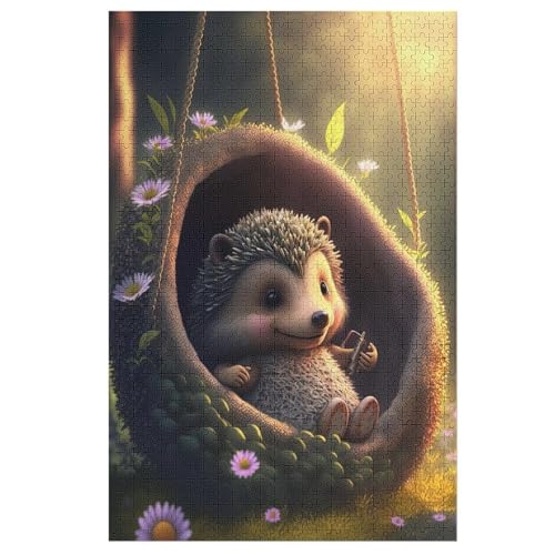 Igel Puzzles 1000 Teile Erwachsener Kniffel Spaß Für Die Ganze Familie, Holzpuzzle Kinder Erwachsene, Impossible Puzzle Schwer 78×53cm von LLLBBB