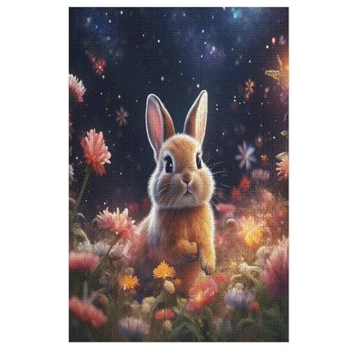 Kaninchen Holzpuzzle 1000 Teile Klassische Puzzles Erwachsene Kinder Puzzle DIY Kit Holzspielzeug Einzigartiges Geschenk 78×53cm von LLLBBB