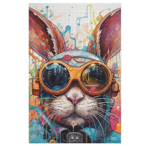 Kaninchen Holzpuzzle 1000 Teile Klassische Puzzles Erwachsene Kinder Puzzle DIY Kit Holzspielzeug Einzigartiges Geschenk 78×53cm von LLLBBB