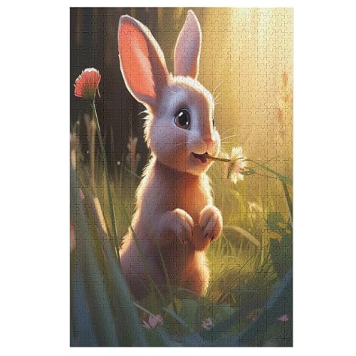 Kaninchen Puzzle Für Erwachsene,1000-teiliges Puzzles, Für Kinder,Holzpuzzle,Lernspielzeug, 78×53cm von LLLBBB