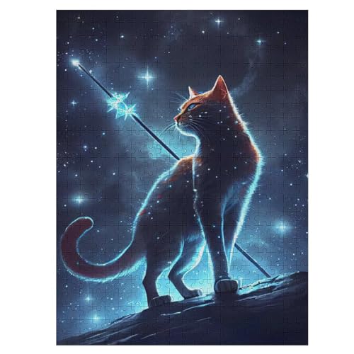 Katze Holzpuzzle 500 Teile Klassische Puzzles Erwachsene Kinder Puzzle DIY Kit Holzspielzeug Einzigartiges Geschenk 55×41cm von LLLBBB