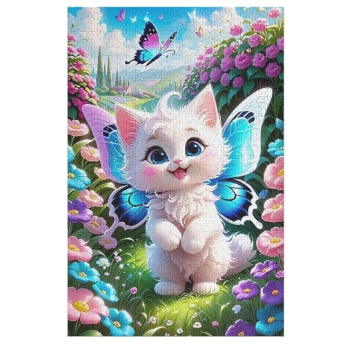 Katze Holzpuzzle 1000 Teile Klassische Puzzles Erwachsene Kinder Puzzle DIY Kit Holzspielzeug Einzigartiges Geschenk 78×53cm von LLLBBB