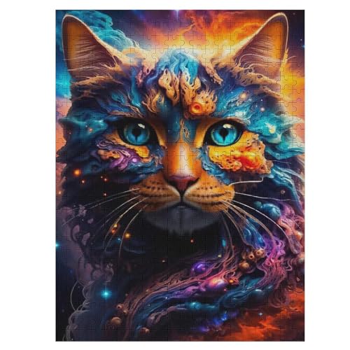Katze Holzpuzzle 500 Teile Klassische Puzzles Erwachsene Kinder Puzzle DIY Kit Holzspielzeug Einzigartiges Geschenk 55×41cm von LLLBBB