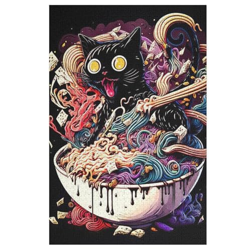 Katze -Puzzle, 1000 Teile,Holzpuzzle Für Erwachsene Kinder, Lustiges Spielzeug, Denkspiel, Bildungsspiel, 78×53cm von LLLBBB