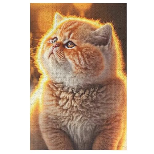 Katze Puzzle Für Erwachsene,1000-teiliges Puzzles, Für Kinder,Holzpuzzle,Lernspielzeug, 78×53cm von LLLBBB