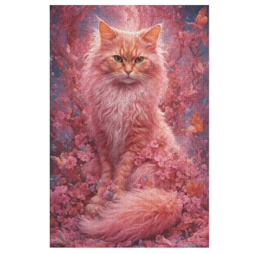 Katze Puzzles 1000 Teile Erwachsener Kniffel Spaß Für Die Ganze Familie, Holzpuzzle Kinder Erwachsene, Impossible Puzzle Schwer 78×53cm von LLLBBB