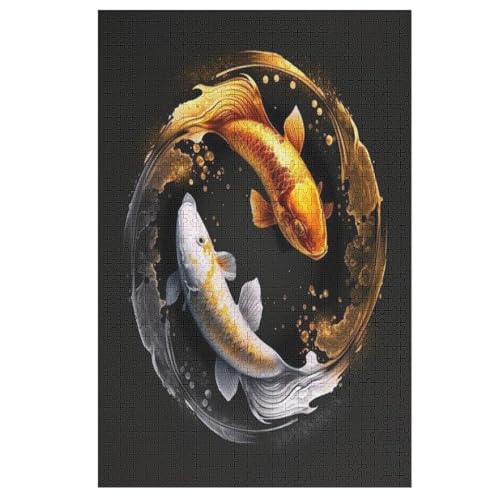 Koi-Fisch Puzzles 1000 Teile Erwachsener Kniffel Spaß Für Die Ganze Familie, Holzpuzzle Kinder Erwachsene, Impossible Puzzle Schwer 78×53cm von LLLBBB
