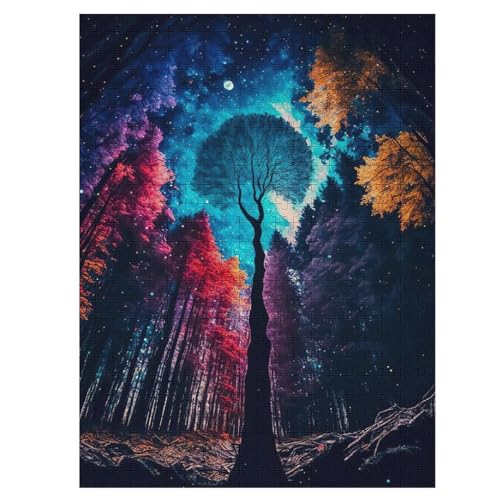 Kosmischer Lebensbaum Holzpuzzle 1000 Teile Klassische Puzzles Erwachsene Kinder Puzzle DIY Kit Holzspielzeug Einzigartiges Geschenk 55×41cm von LLLBBB