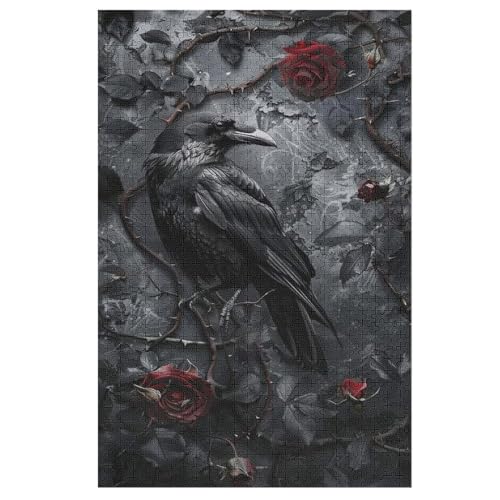 Krähe Puzzles 1000 Teile Erwachsener Kniffel Spaß Für Die Ganze Familie, Holzpuzzle Kinder Erwachsene, Impossible Puzzle Schwer 78×53cm von LLLBBB