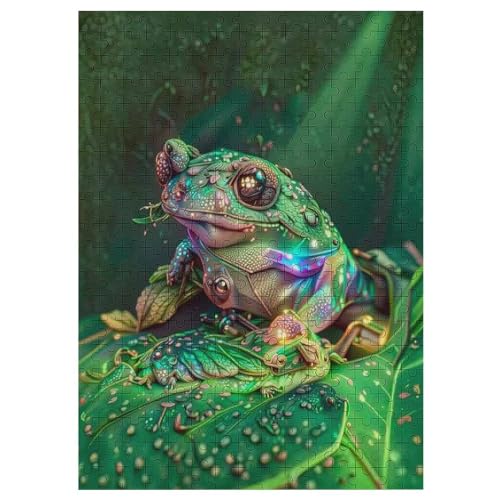 Kristallisierter Frosch Holzpuzzle 300 Teile Klassische Puzzles Erwachsene Kinder Puzzle DIY Kit Holzspielzeug Einzigartiges Geschenk 42×30cm von LLLBBB