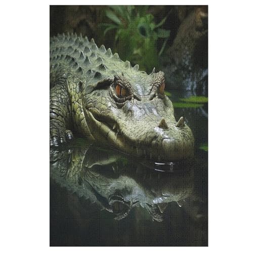 Krokodil Puzzle 1000 Teile, Holzpuzzle Für Erwachsene Kinder, Impossible Puzzles, Geschicklichkeitsspiel Für Die Ganze Familie 78×53cm von LLLBBB