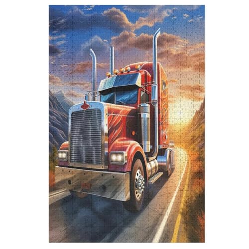 LKW Holzpuzzle 1000 Teile Klassische Puzzles Erwachsene Kinder Puzzle DIY Kit Holzspielzeug Einzigartiges Geschenk 78×53cm von LLLBBB