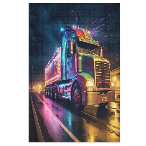 LKW Holzpuzzle 1000 Teile Klassische Puzzles Erwachsene Kinder Puzzle DIY Kit Holzspielzeug Einzigartiges Geschenk 78×53cm von LLLBBB