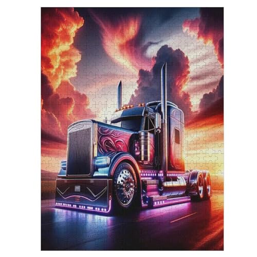 LKW Holzpuzzle 500 Teile Klassische Puzzles Erwachsene Kinder Puzzle DIY Kit Holzspielzeug Einzigartiges Geschenk 55×41cm von LLLBBB