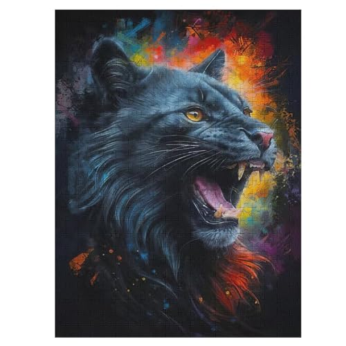 Leopard 1000 Teile Puzzles Für Erwachsene Holzpuzzle Familienpuzzlespiel Stressabbau-Puzzle Für Kinder Ab 12 Jahren 55×41cm von LLLBBB
