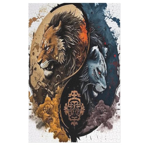 Löwe Holzpuzzle 1000 Teile Klassische Puzzles Erwachsene Kinder Puzzle DIY Kit Holzspielzeug Einzigartiges Geschenk 78×53cm von LLLBBB