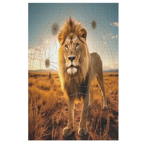 Löwe -Puzzle, 1000 Teile,Holzpuzzle Für Erwachsene Kinder, Lustiges Spielzeug, Denkspiel, Bildungsspiel, 78×53cm von LLLBBB