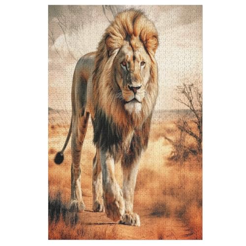 Löwe Puzzles 1000 Teile Erwachsener Kniffel Spaß Für Die Ganze Familie, Holzpuzzle Kinder Erwachsene, Impossible Puzzle Schwer 78×53cm von LLLBBB