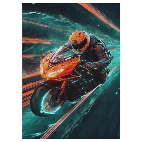Motorrad Holzpuzzle 300 Teile Klassische Puzzles Erwachsene Kinder Puzzle DIY Kit Holzspielzeug Einzigartiges Geschenk 42×30cm von LLLBBB