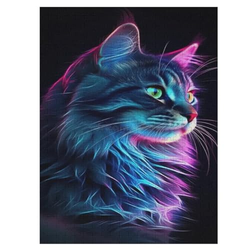 Neonkatze dunkel 1000 Teile Puzzles Für Erwachsene Holzpuzzle Familienpuzzlespiel Stressabbau-Puzzle Für Kinder Ab 12 Jahren 55×41cm Neonkatze dunkel 1000 Teile Puzzles Für Erwachsene Holzpuzzle Familienpuzzlespiel Stressabbau-Puzzle Für Kinder Ab 12 Jahren 55×41cm von LLLBBB