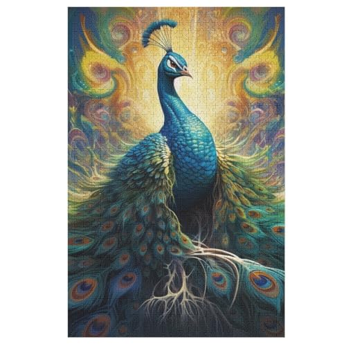 Pfau Holzpuzzle 1000 Teile Klassische Puzzles Erwachsene Kinder Puzzle DIY Kit Holzspielzeug Einzigartiges Geschenk 78×53cm von LLLBBB