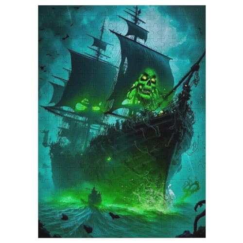 Piratenschiff,Boat Holzpuzzle 300 Teile Klassische Puzzles Erwachsene Kinder Puzzle DIY Kit Holzspielzeug Einzigartiges Geschenk 42×30cm von LLLBBB