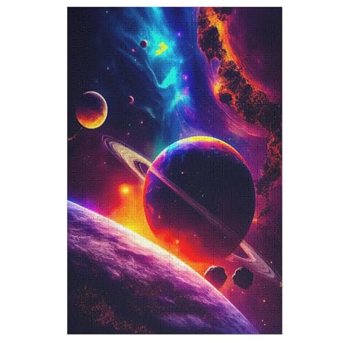 Planet Sternenhimmel 1000 Teile Puzzles Für Erwachsene, Impossible Puzzle, Geschicklichkeitsspiel Für Die Ganze Familie, Kinder Holzpuzzle 78×53cm von LLLBBB