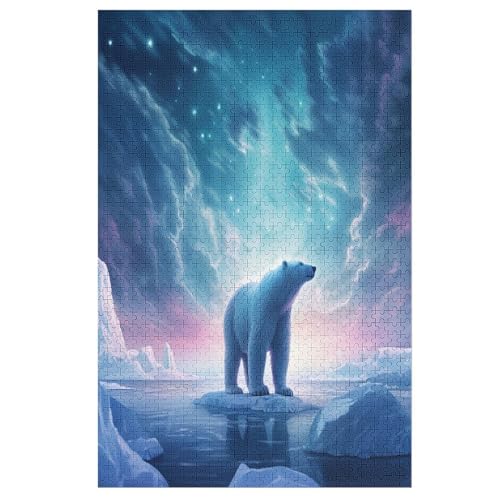 Polar Bär Holzpuzzle - 1000 Teiliges Jigsaw Knobelspiel - Puzzle Für Erwachsene & Kinder - Outdoor & Reisespielzeug 78×53cm von LLLBBB
