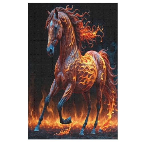 Puzzle 1000 Teile Flame Horse Holzpuzzle Für Erwachsene Lernspiel Herausforderungsspielzeug The Puzzles Für Erwachsene Kinder 78×53cm von LLLBBB