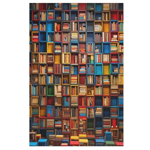 Puzzle Bücherregale, 1000 Puzzleteile Für Kinder, Holzpuzzles, Geeignet Für Erwachsene Lernspiel, 78×53cm von LLLBBB