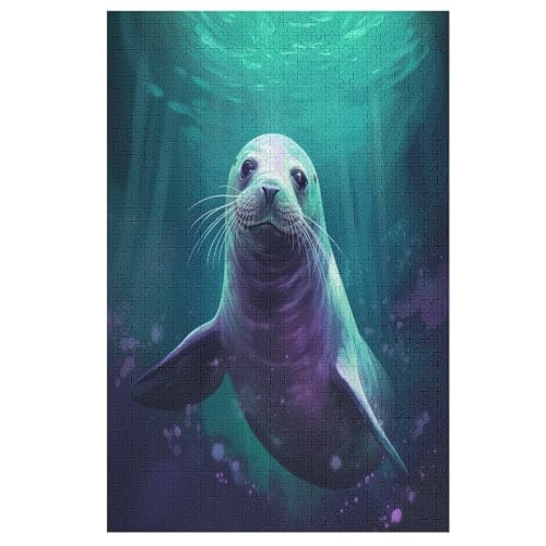 Puzzle Für Erwachsene, 1000 Teile, Robbe, Holzpuzzle, Geburtstagsgeschenke, Puzzle Wanddekoration 78×53cm von LLLBBB