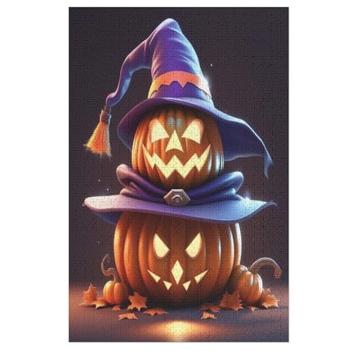 Puzzle Halloween-Kürbis, 1000 Puzzleteile Für Kinder, Holzpuzzles, Geeignet Für Erwachsene Lernspiel, 78×53cm von LLLBBB