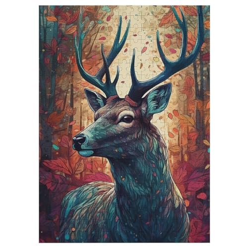 Puzzle Hirsch Puzzles, 300-teiliges Holzpuzzle, Geeignet Für Erwachsene Und Kinder Ab 12 Jahren, Tolles Geschenk 42×30cm von LLLBBB