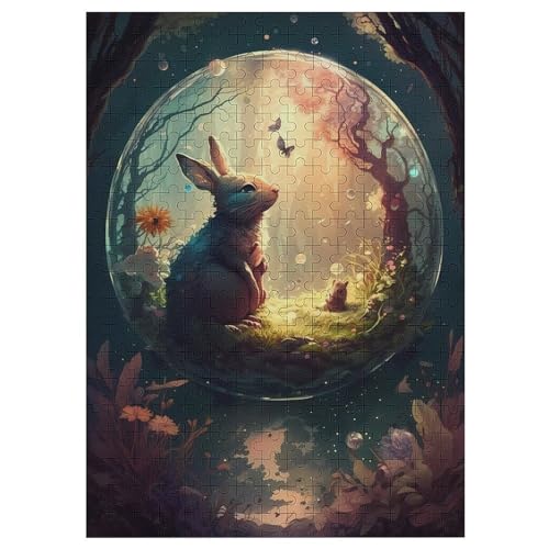 Puzzle Kaninchen, 300 Puzzleteile Für Kinder, Holzpuzzles, Geeignet Für Erwachsene Lernspiel, 42×30cm von LLLBBB