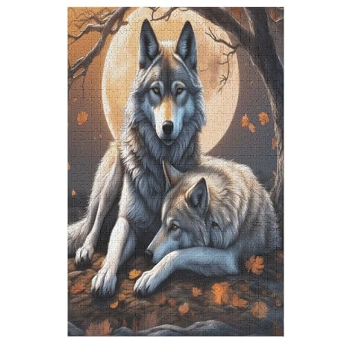 Puzzle Wolf, 1000 Puzzleteile Für Kinder, Holzpuzzles, Geeignet Für Erwachsene Lernspiel, 78×53cm von LLLBBB