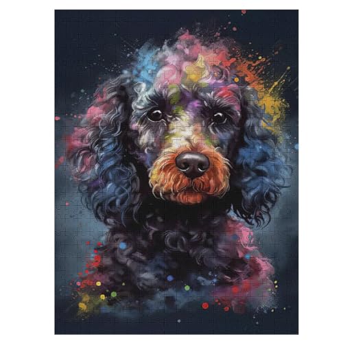 Puzzles Cute Hund, 1000 Teile, Puzzle Aus Holz Für Erwachsene Und Kinder Ab 12 Jahren, Lernspielzeug 55×41cm von LLLBBB