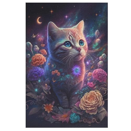 Puzzles Für Erwachsene, Katze und Blume Puzzle, 1000 Teile, Kreatives, Geistiges Spielzeug, Kinder, Montagespiele 78×53cm Puzzles Für Erwachsene, Katze und Blume Puzzle, 1000 Teile, Kreatives, Geistiges Spielzeug, Kinder, Montagespiele 78×53cm von LLLBBB