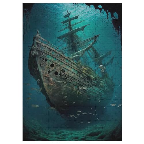 Puzzles Für Erwachsene, Piratenschiff,Boat Puzzle, 1000 Teile, Kreatives, Geistiges Spielzeug, Kinder, Montagespiele 42×30cm von LLLBBB