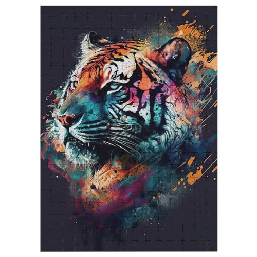 Puzzles Für Erwachsene, Tiger Puzzle, 1000 Teile, Kreatives, Geistiges Spielzeug, Kinder, Montagespiele 42×30cm von LLLBBB