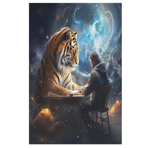 Puzzles Für Erwachsene, Tiger Puzzle, 1000 Teile, Kreatives, Geistiges Spielzeug, Kinder, Montagespiele 78×53cm von LLLBBB