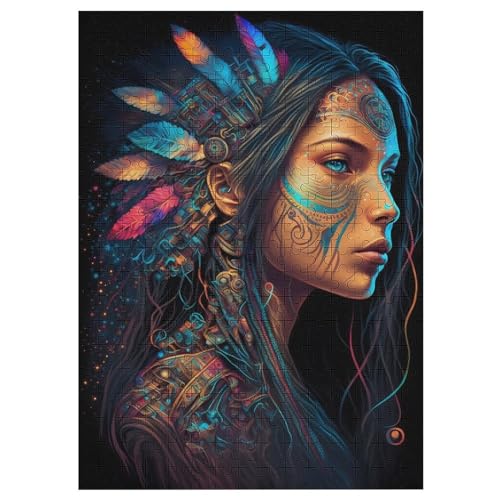 Puzzles Indianische Prinzessin, 1000 Teile, Puzzle Aus Holz Für Erwachsene Und Kinder Ab 12 Jahren, Lernspielzeug 42×30cm von LLLBBB