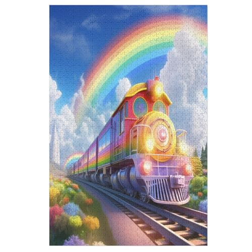 Puzzles Regenbogenzug, 1000 Teile, Puzzle Aus Holz Für Erwachsene Und Kinder Ab 12 Jahren, Lernspielzeug 78×53cm Puzzles Regenbogenzug, 1000 Teile, Puzzle Aus Holz Für Erwachsene Und Kinder Ab 12 Jahren, Lernspielzeug 78×53cm von LLLBBB