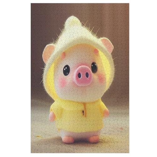 Puzzles Süßes Schwein, 1000 Teile, Puzzle Aus Holz Für Erwachsene Und Kinder Ab 12 Jahren, Lernspielzeug 78×53cm von LLLBBB